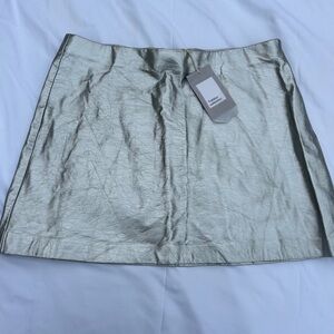 Metallic silver mini skirt
